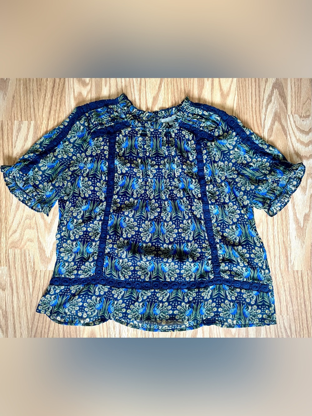 Daniel Rainn Navy Blue Floral/Peacock Blouse